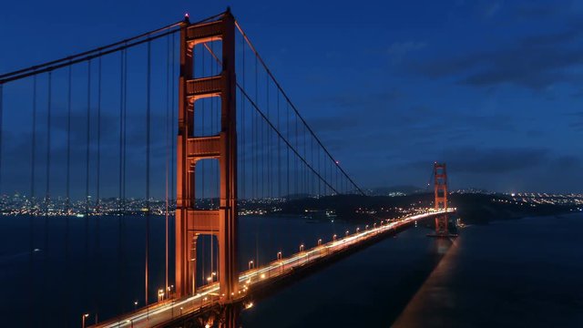 Timelapse of Golden Gate Bridge at dusk