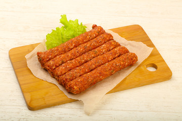 Raw beef sausages