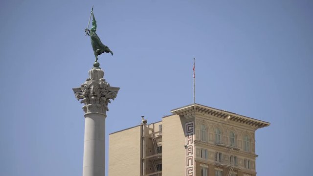 Statue and the top of a building