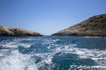 View from boat next to Bisevo island, Croatia