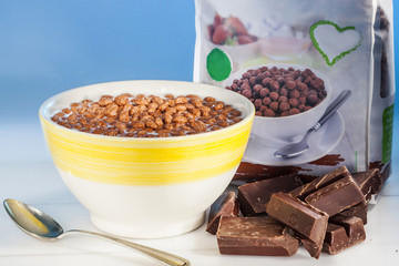 Breakfast Chocolate Cornflakes Cereal Bowl