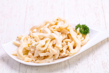 Marinated squid served parsley