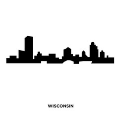 wisconsin silhouette on white background, in black