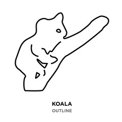 koala outline on white background, climbing up a tree