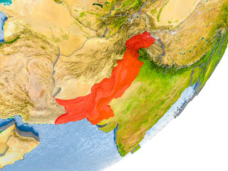 Map of Pakistan on Earth