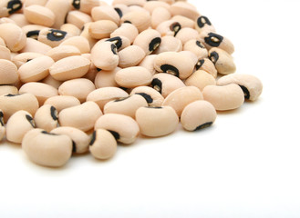 Black-eyed Beans on white background.