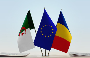 Flags of Algeria European Union and Romania