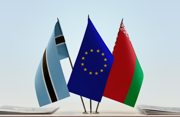 Flags of Botswana European Union and Belarus