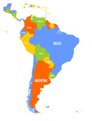 Political map of South America. Vector illustration.