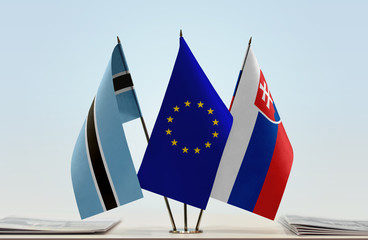 Flags of Botswana European Union and Slovakia