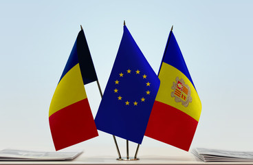 Flags of Chad European Union and Andorra