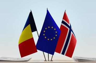 Flags of Chad European Union and Norway