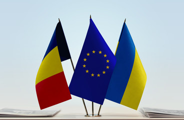 Flags of Chad European Union and Ukraine