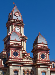 part of the top of the Caldwell County courthouse in Lockhart Texas