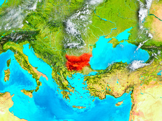 Bulgaria in red on Earth