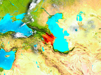 Azerbaijan in red on Earth