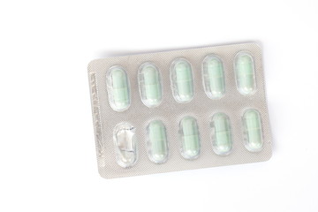 Capsule Supplement isolated on white background with copy space,Top view.