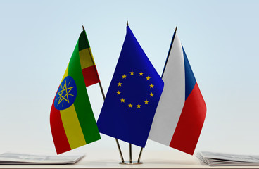 Flags of Ethiopia European Union and  Czech Republic