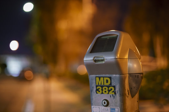 Night View A Cark Parking Meter Near USC Health Sciences Campus