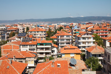 View over the red tiled roofs the Nessebar. Bulgaria