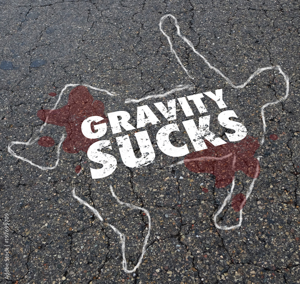 Canvas Prints Gravity Sucks Dead Jumper Body Chalk Outline Illustration