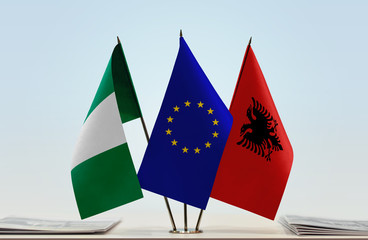 Flags of Nigeria European Union and Albania