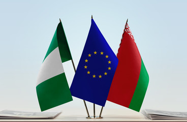 Flags of Nigeria European Union and Belarus