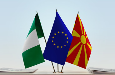 Flags of Nigeria European Union and Macedonia