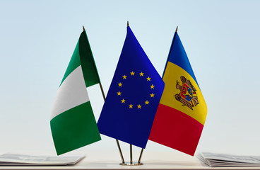 Flags of Nigeria European Union and Moldova