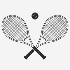 Tennis racket and ball, vector