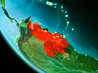 Venezuela in red in the evening