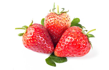 fresh strawberries on white background