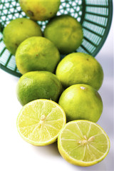 Lemon citrus in basket and white background