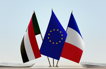 Flags of Sudan European Union and France