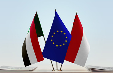 Flags of Sudan European Union and Monaco