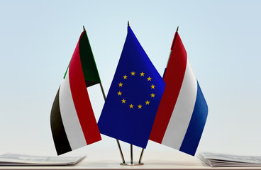 Flags of Sudan European Union and Netherlands