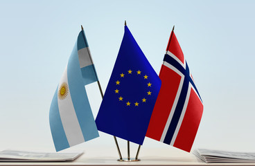 Flags of Argentina European Union and Norway