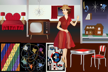 Mid Century Mod - Backgrounds Objects Furniture Character & Elements