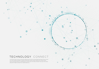 Business, science, medicine and technology design with connected lines and dots
