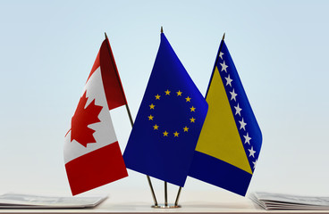 Flags of Canada European Union and Bosnia and Herzegovina