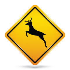 International  Deer Crossing Symbol,Yellow Warning icon on white background, Attracting attention,Compulsory, Control ,practice, Security first sign, Idea for graphic,web design,vector,EPS10.