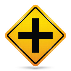 International Intersection ahead traffic Symbol,Yellow Warning icon on white background, Attracting attention,Compulsory, Control ,practice, Security first sign, Idea for graphic,web design,vector,EPS