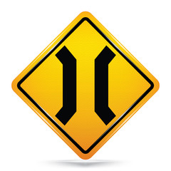 International Narrow Bridge Symbol,Yellow Warning icon on white background, Attracting attention,Compulsory, Control ,practice, Security first sign, Idea for graphic,web design,vector,EPS10.