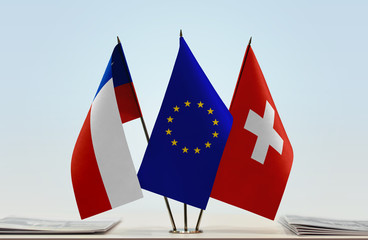 Flags of Chile European Union and Switzerland