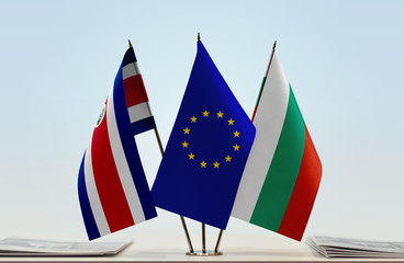 Flags of Costa Rica European Union and Bulgaria
