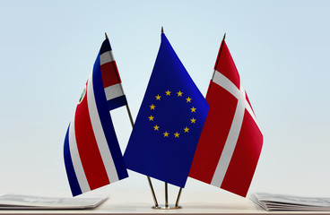 Flags of Costa Rica European Union and Denmark