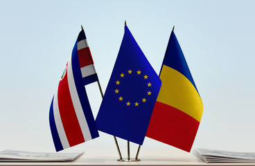 Flags of Costa Rica European Union and Romania