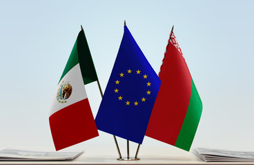Flags of Mexico European Union and Belarus