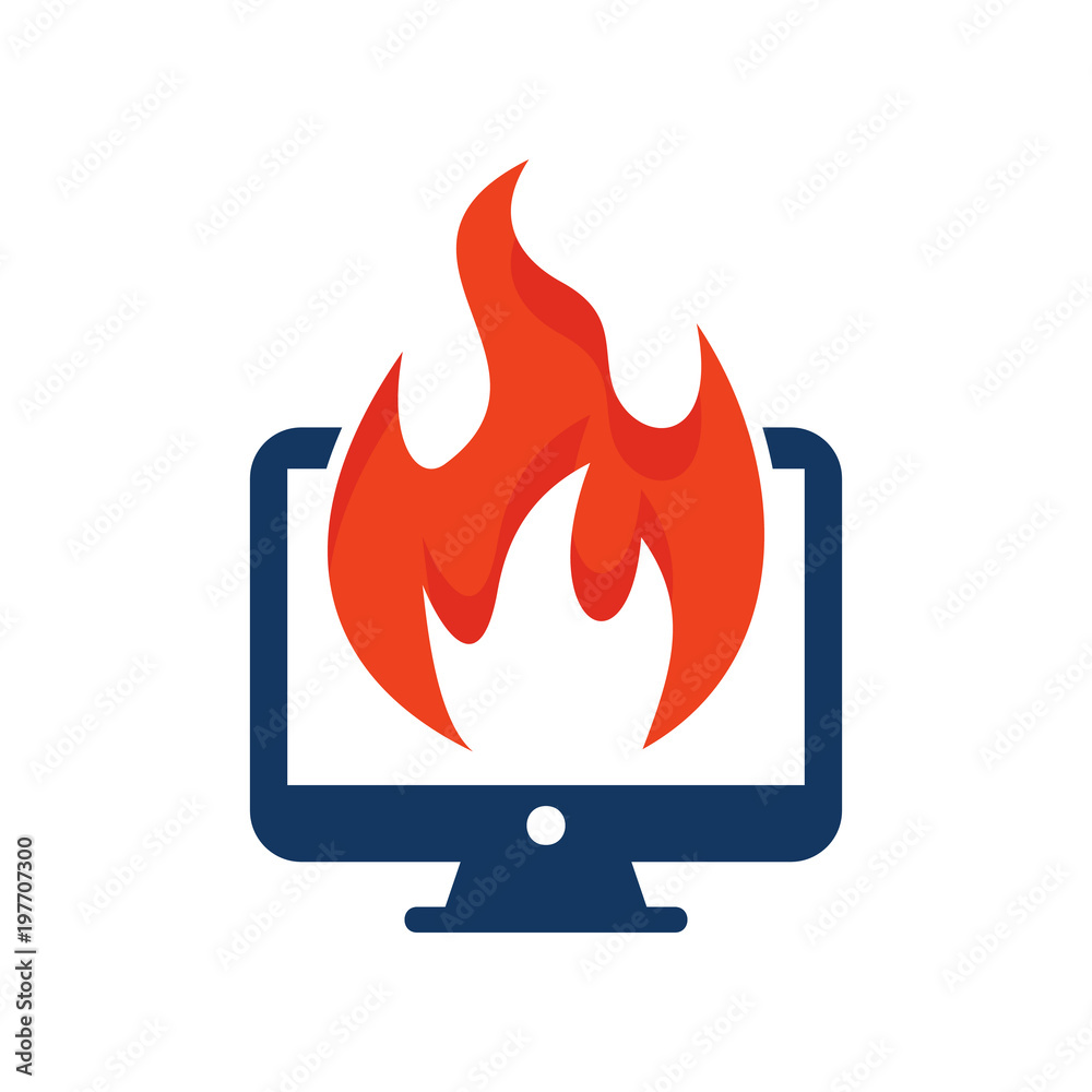 Wall mural Burn Computer Logo Icon Design