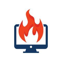 Burn Computer Logo Icon Design